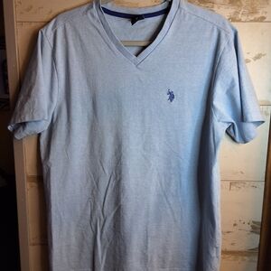 U.S. Polo Assn. Light Blue V-Neck Tee Medium